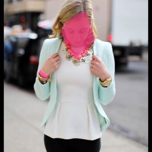 Mint pleated peplum blazer